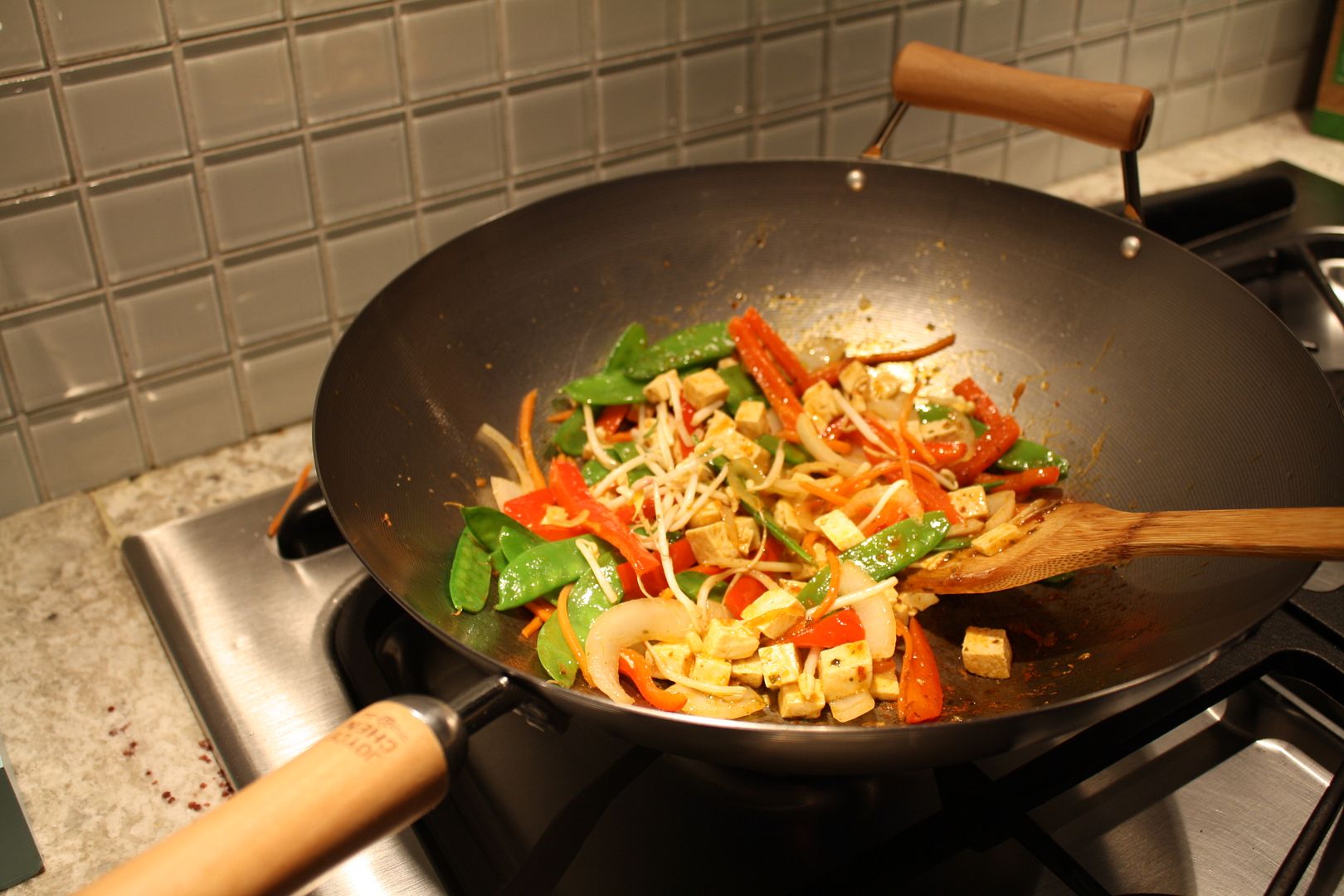 Stir fried vegetables and tofu with red pepper sauce