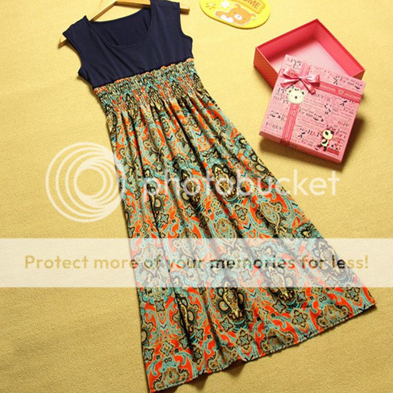 Lady Maxi Summer Dress Bohemian Dress Floral Print Chiffon Blend 4 Colors